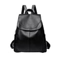 thumbnail image 1 of Faux Leather Backpack Elegant Flap Fashion Casual Rucksack Adjustable Strap Anti Theft Daypack For Daily Commuting Travel(Dark Black-33Cm), 1 of 4