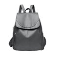thumbnail image 1 of Faux Leather Backpack Elegant Flap Fashion Casual Rucksack Adjustable Strap Anti Theft Daypack For Daily Commuting Travel(Light Black-33Cm), 1 of 3
