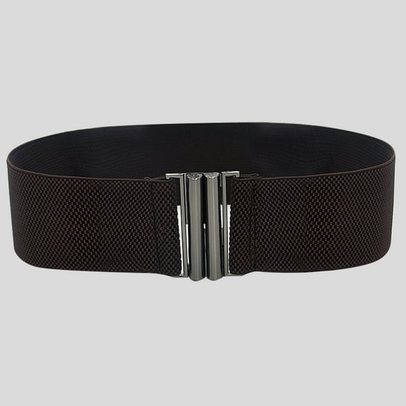 Faux Leather Belt for Women Brown Buckle Stretch Dress Lady Elastic Waist Wide Belts Fashion
