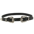 thumbnail image 1 of Faux Leather Belt with Double Floral Embossed Buckle Vintaje Women', as described, 1 of 10