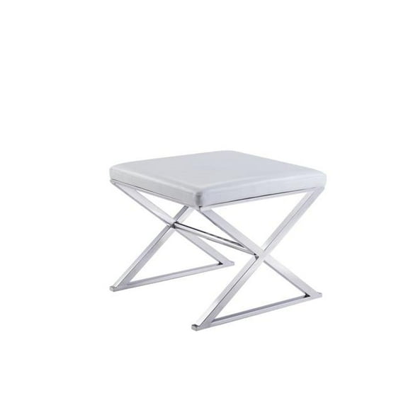 Faux Leather Bench, White