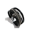 thumbnail image 1 of Faux Leather Black Crystal Bracelet, 1 of 1