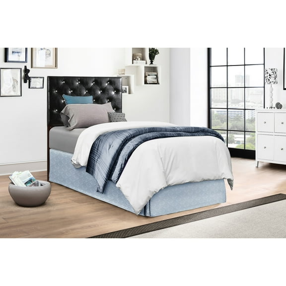 Faux Leather Black Headboard - 41 53 Inches Adjustable Height Foam Filled Easy To Clean And Mount Bed Or Wall Hip With On Bed/wall Distinctive Style