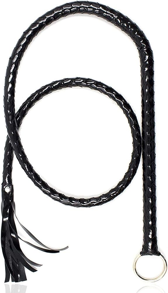 Faux Leather Black Whip Costume Whip Handmade Bullwhip, Whip Costume