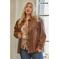 thumbnail image 1 of Faux Leather Button Down Shacket With Side Pockets - 1XL, 1 of 5