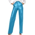 thumbnail image 1 of Leather Casual Pant for Women' Spring and Winter High Waist Slim Straight Long PU Trouser, 1 of 5