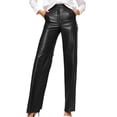 thumbnail image 1 of Leather Casual Pant for Women' Spring and Winter High Waist Slim Straight Long PU Trouser, 1 of 5