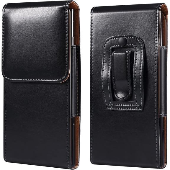 Faux Leather Cellphone Holster Vertical Executive Belt Loop Pouch Case for iPhone SE 3rd SE 2020 iPhone 13 Mini, iPhone 12 Mini, X XS Galaxy S25 S24 S23 S22 S21 S10e (S)