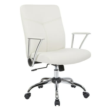 Faux Leather Chair in Cream with Chrome Base