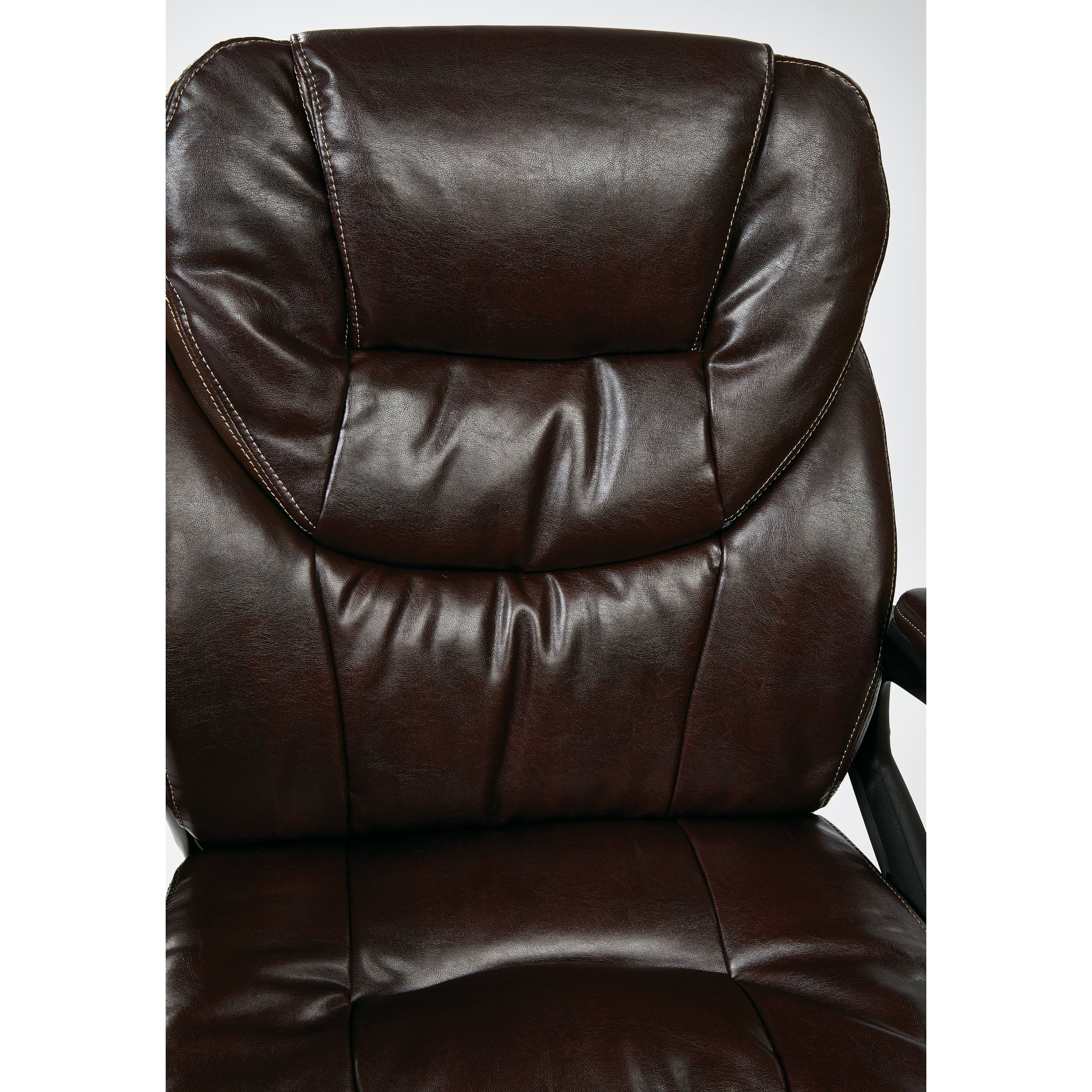 Executive High-Back Swivel Black Leather Office Chair with Lumbar Support