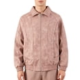 thumbnail image 1 of Faux Leather Coat For Men Lapel Front Zip Long Sleeve PU Outwear Stylish Casual Biker Jacket With Pockets (M, Pink), 1 of 7