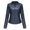 thumbnail image 1 of Faux Leather Coat Women Plus Size Zip Up Slim Fitted Bomber Jacket Women's Casual Fashion Belted Motorcycle Jacket, 1 of 6