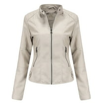 Faux Leather Coat Women Plus Size Zip Up Slim Fitted Bomber Jacket Women's Casual Fashion Belted Motorcycle Jacket