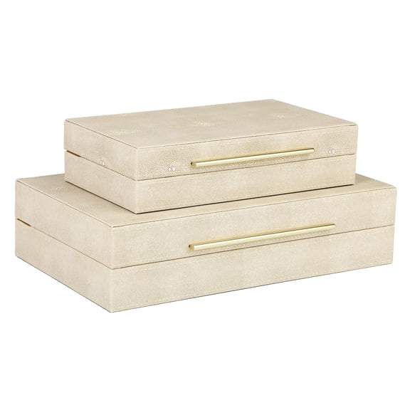 Faux Leather Decorative Boxes Set Of 2  Large Nesting Keepsake Box Accessory Organizer With Hinged Lid Stacking Storage Container For Home Or Office (light Grey)