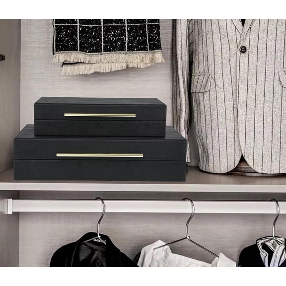 Faux Leather Decorative Boxes Set of 2