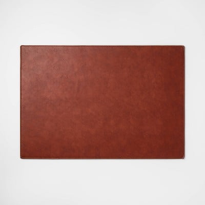 Faux Leather Desk Mat Brown - Desk Pad Protector, Polyurethane, 18"x26"