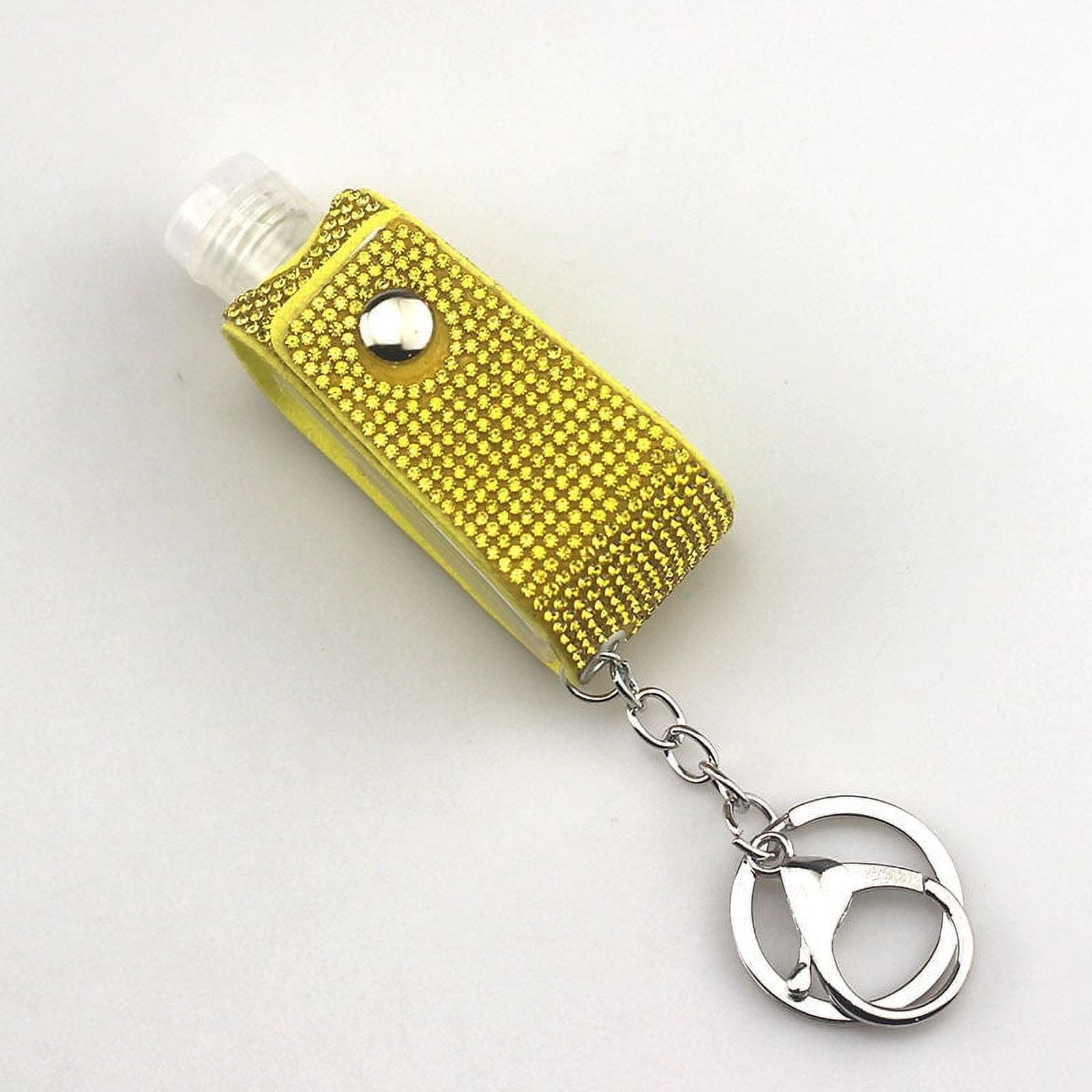 Faux Leather Keychain Diamond Pattern Creative Hot-Drilled Design Secure Key Organization Key Ring White AB Lake Blue