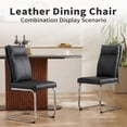 thumbnail image 1 of Faux Leather Dining Chair Set of 2, Modern Kitchen Chairs with Thick Cushion and Ergonomic Backrest, Chrome Metal Legs with Non-Slip Pads, 250 Lbs Capacity for Dining Room Kitchen, Black, 1 of 11
