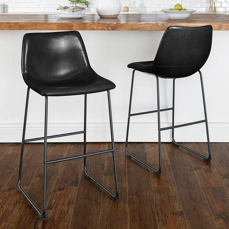 Faux Leather Dining Chairs 18 Inch Kitchen Dining Room Chairs Mid Century Modern Dining Chairs with Backrest and Metal Legs Comfortable Upholstered Seat Chairs Walmart