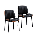 thumbnail image 1 of Faux Leather Dining Chairs, Retro Dining Chair with Black Metal Legs, Upholstered Dining Chairs, Accent Desk Chair for Dining Room, Kitchen, Vanity, Living Room(Black,Set of 2), 1 of 8