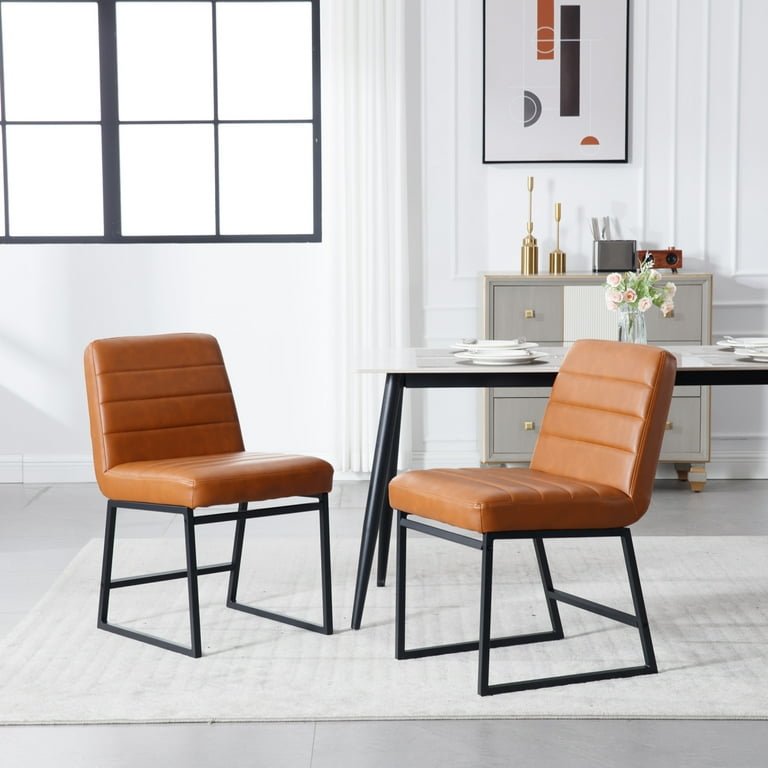 Faux Leather Dining Chairs Set of 2, Upholstered Kitchen Chairs