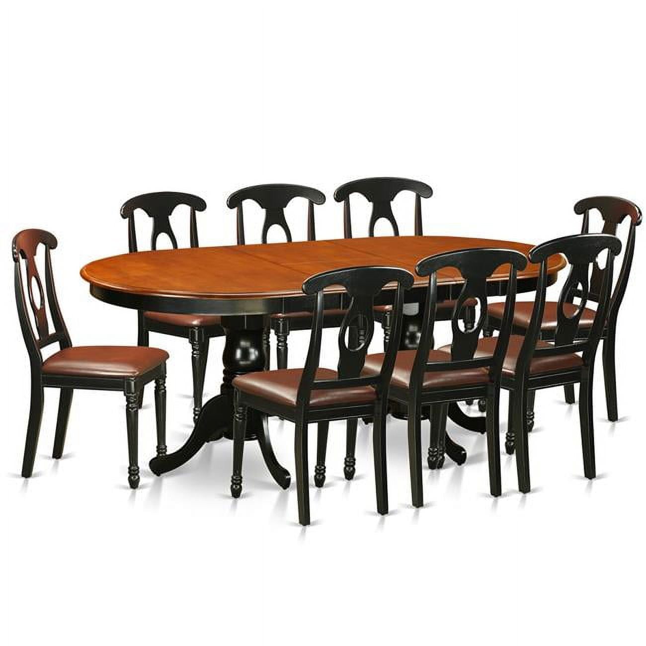 Black and Cherry Oval Wood Dining Set with 8 Chairs