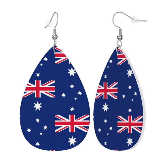 Faux Leather Earrings Earring Australian Flag Teardrop Dangle Earrings For Women Jewelry