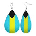 thumbnail image 1 of Faux Leather Earrings Earring Bahamas Flag Teardrop Dangle Earrings For Women Jewelry, 1 of 2