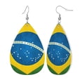 thumbnail image 1 of Faux Leather Earrings Earring Brazilian Flag Teardrop Dangle Earrings For Women Jewelry, 1 of 6