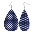 thumbnail image 1 of Faux Leather Earrings Earring Deep Blue And White Dots Teardrop Dangle Earrings For Women Jewelry, 1 of 6