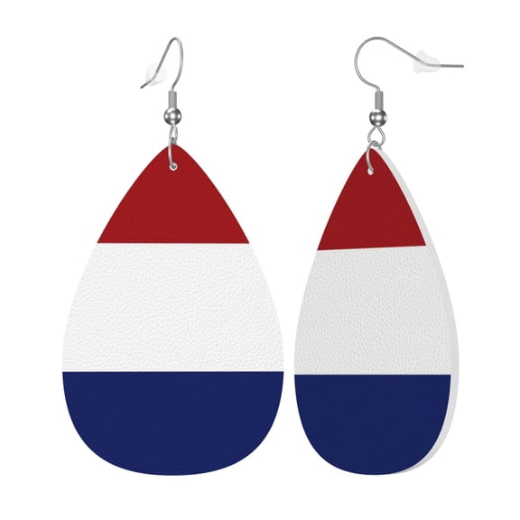 Faux Leather Earrings Earring Dutch Flag Teardrop Dangle Earrings For Women Jewelry