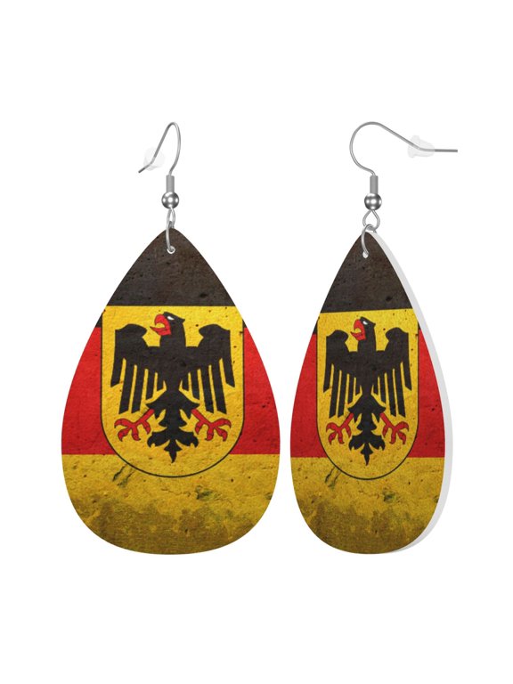 Faux Leather Earrings Earring German Eagle Flag Teardrop Dangle Earrings For Women Jewelry