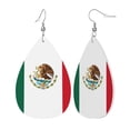 thumbnail image 1 of Faux Leather Earrings Earring Mexican Flag Teardrop Dangle Earrings For Women Jewelry, 1 of 6