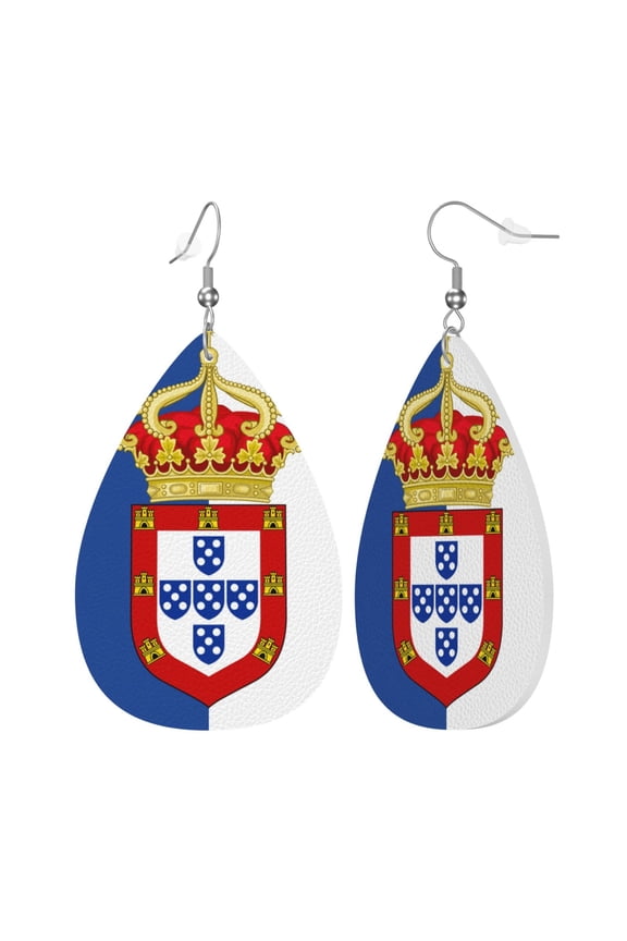 Faux Leather Earrings Earring Portugal Alternative Flag Teardrop Dangle Earrings For Women Jewelry