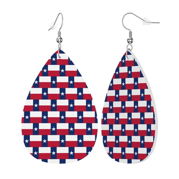 Faux Leather Earrings Earring Texas Flag Teardrop Dangle Earrings For Women Jewelry
