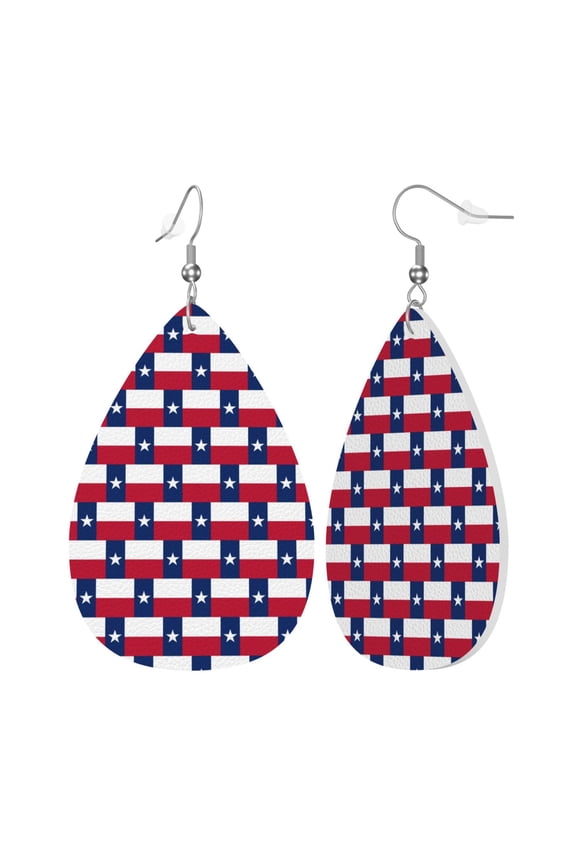 Faux Leather Earrings Earring Texas Flag Teardrop Dangle Earrings For Women Jewelry