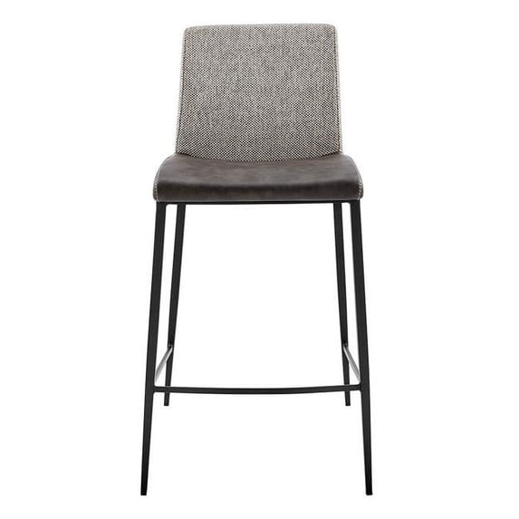 Faux Leather & Fabric Counter Stools, Gray - Set of 2