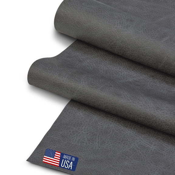 Faux Leather Fabric, Thick Durable Synthetic Repholstery Leather Vinyl, Soft Touch Distressed DIY and Craft Material - Individual 1 Foot Cut 12"x54" (Pewter)