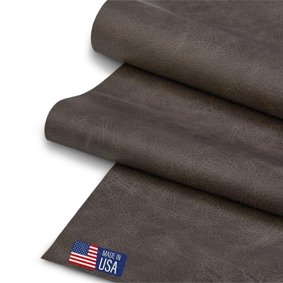 Faux Leather Fabric, Thick Durable Synthetic Repholstery Leather Vinyl, Soft Touch Distressed DIY and Craft Material - Individual 1 Yard Cut 36"x54" (Green Fossil)
