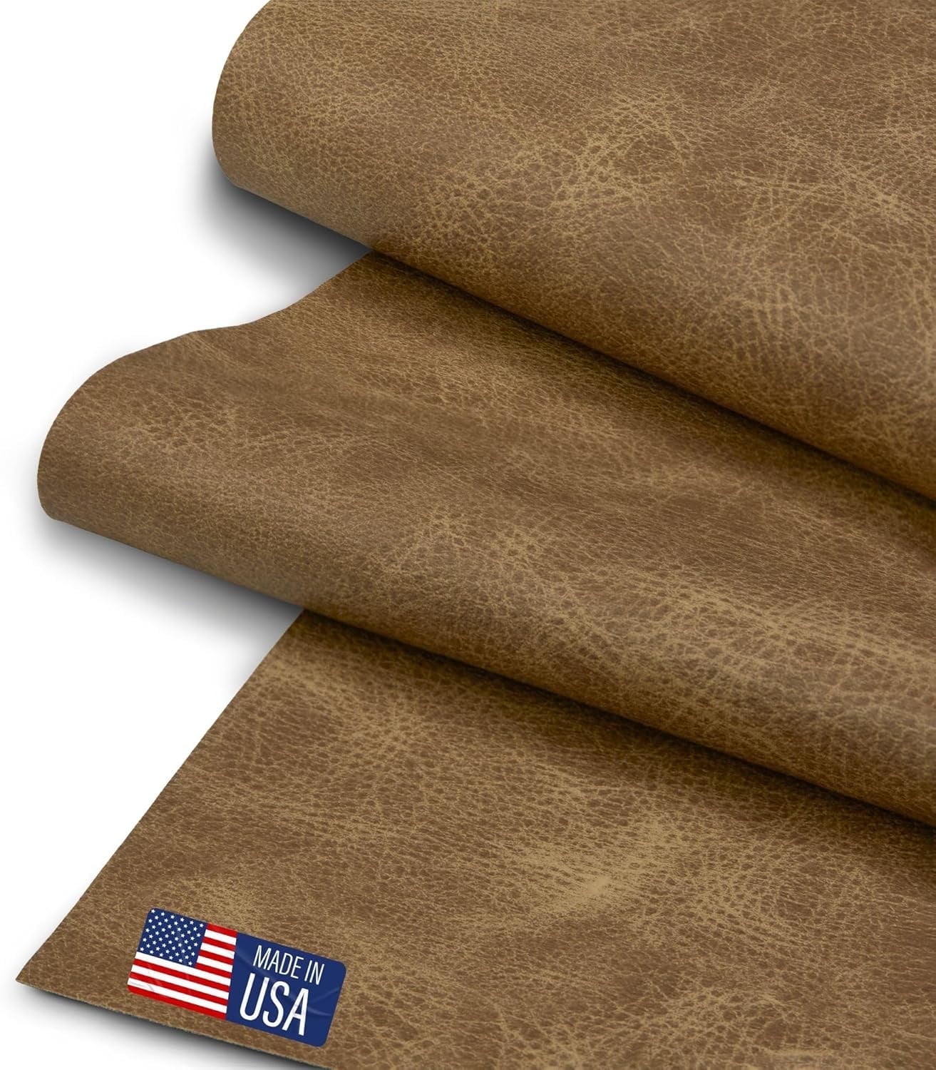 Faux Leather Fabric, Thick Durable Synthetic Repholstery Leather Vinyl, Soft Touch Distressed DIY and Craft Material - Cut by The Yard (Chaps)
