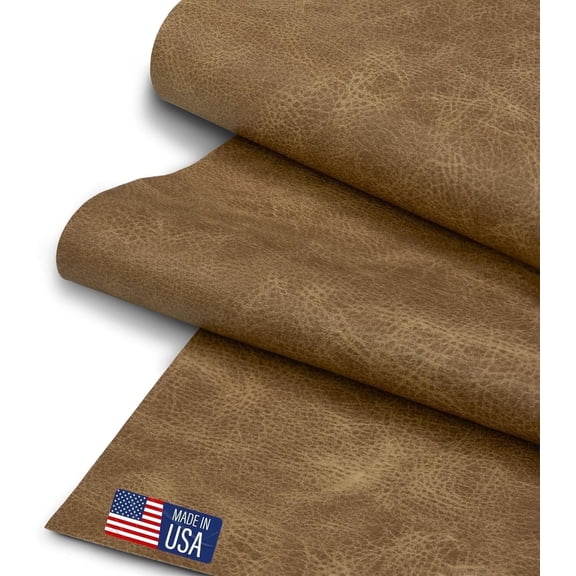 Faux Leather Fabric, Thick Durable Synthetic Repholstery Leather Vinyl, Soft Touch Distressed DIY and Craft Material - Cut by The Yard (Chaps)