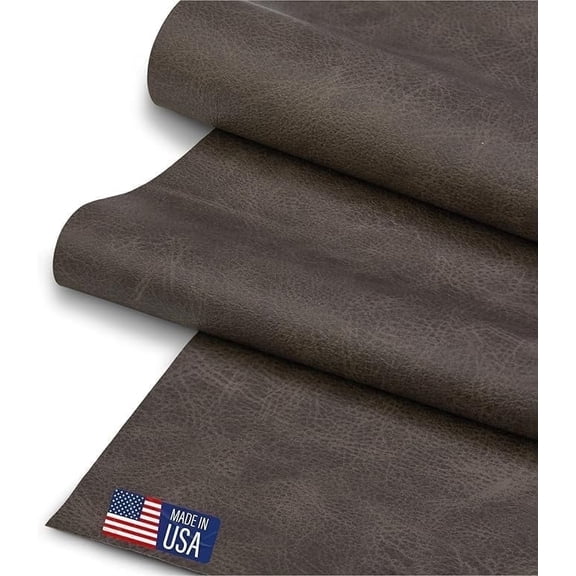 Faux Leather Fabric, Thick Durable Synthetic Repholstery Leather Vinyl, Soft Touch Distressed DIY and Craft Material - Cut by The Yard (Green Fossil)