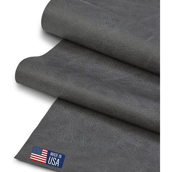 Faux Leather Fabric, Thick Durable Synthetic Repholstery Leather Vinyl, Soft Touch Distressed DIY and Craft Material - Cut by The Yard (Pewter)