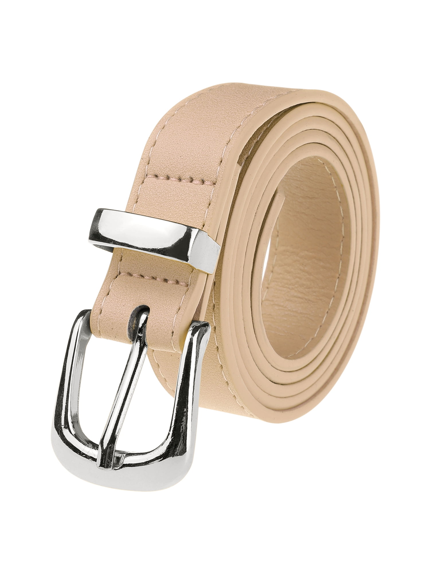 Women\'s Black Faux Leather Waist Belt With Gold Silver Buckle Casual Jeans Pants Earnda Womens Belts for Jeans Classic Oval Gold Buckle Faux  main image 2