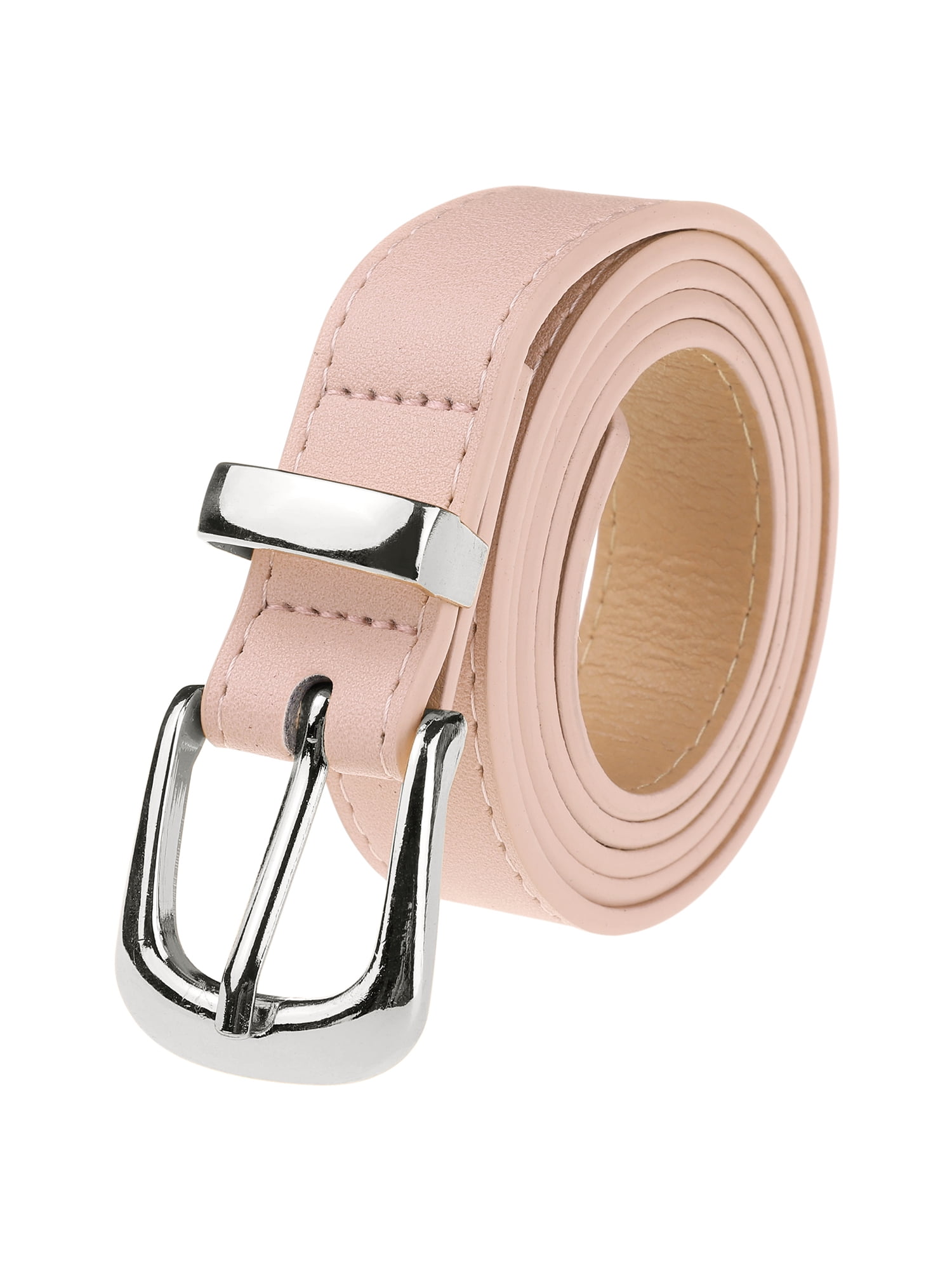 Faux Leather Belt with Silver Buckle - 1.1\