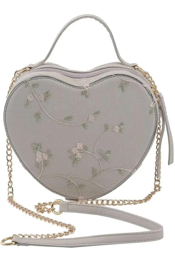 Faux Leather Heart Crossbody Bag Zipper Closure Strap Tote Bag Statement Gifts