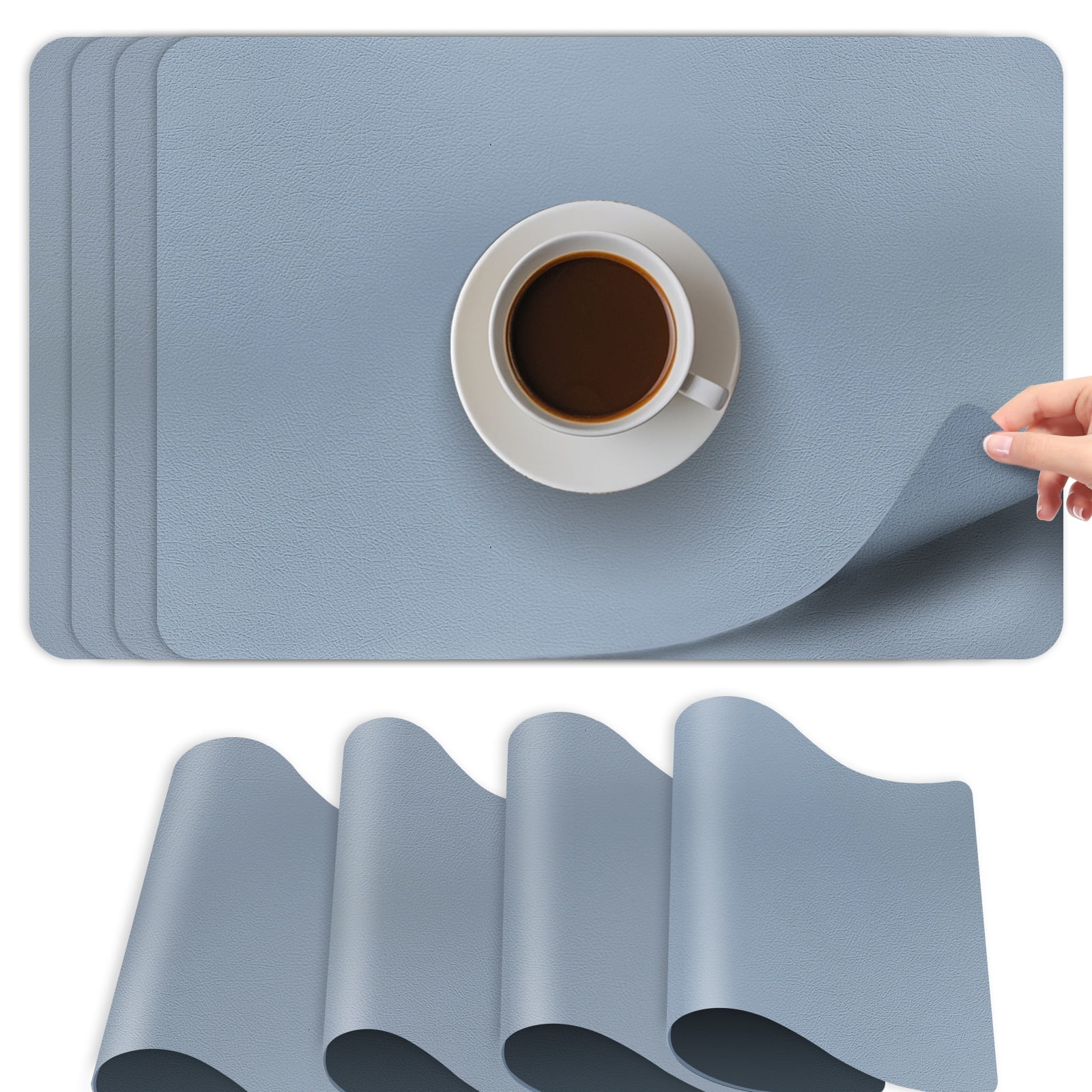 Unbranded Faux Leather Placemats, Washable Wipeable, Heat-Resistant, Set of 4, 18" x 12"