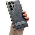 thumbnail image 1 of Faux Leather Invisible Bracket Phone Case, Hidden Bracket, Horizontal and Vertical, Drop-proof, for Samsung Galaxy S24 S23 S22 S21 Ultra Plus Phone Case (Grey,S23 Plus), 1 of 8