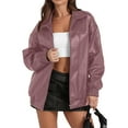 thumbnail image 1 of Faux Leather Jacket Women Oversized Casual Zip Up Jacket Motorcycle Bomber Jacket Coat Trendy Fall Winter Clothes, 1 of 4
