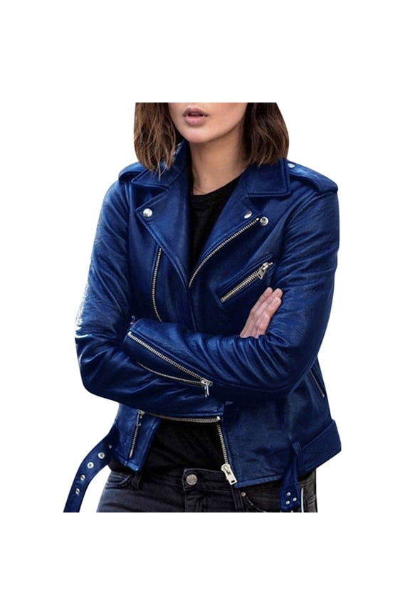 Faux Leather Jacket for Women, Vegan Jackets Moto Biker Motocycle Coat XXL